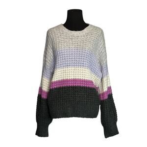 Universal Thread Purple Lilac Grey Striped Waffle Knit Sweater Size XS